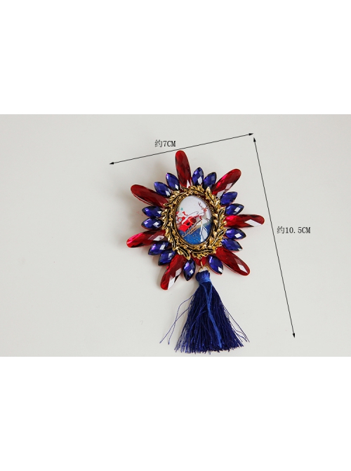 Retro Christmas Party Old Man Carriage Fashion All-Match Purple Red Crystal Tassel Brooch