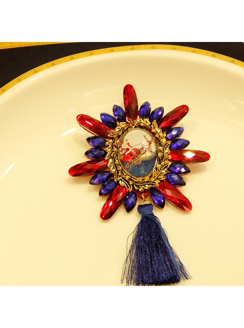 Retro Christmas Party Old Man Carriage Fashion All-Match Purple Red Crystal Tassel Brooch