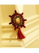 Fashion Retro Castle Illustration Red Tassel Diamond Creative Christmas Eve Brooch