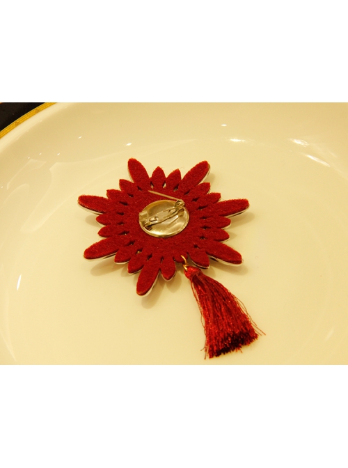Fashion Retro Castle Illustration Red Tassel Diamond Creative Christmas Eve Brooch