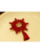 Fashion Retro Castle Illustration Red Tassel Diamond Creative Christmas Eve Brooch
