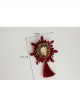 Fashion Retro Castle Illustration Red Tassel Diamond Creative Christmas Eve Brooch