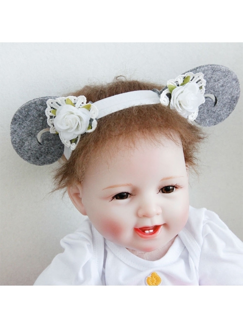 Cute Fashion Baby Girl Child Gray Sheep White Lace Flower Holiday Birthday Headband