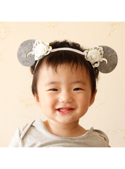 Cute Fashion Baby Girl Child Gray Sheep White Lace Flower Holiday Birthday Headband