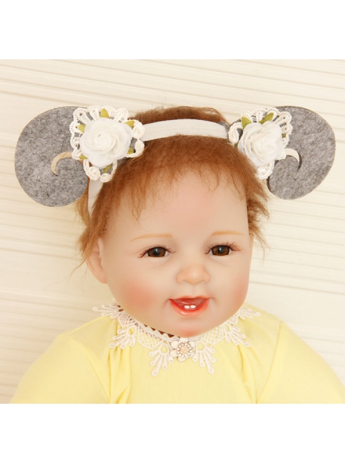 Cute Fashion Baby Girl Child Gray Sheep White Lace Flower Holiday Birthday Headband