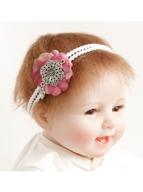 Cute Fashion Princess Baby Girl Child Love Pink Flower White Stretch Headband