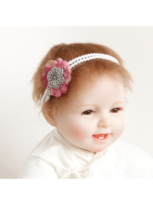 Cute Fashion Princess Baby Girl Child Love Pink Flower White Stretch Headband