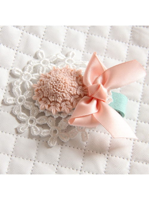 Fashion Children Baby Cute White Lace Pink Flowers Bow Christmas Delicate Hairpin