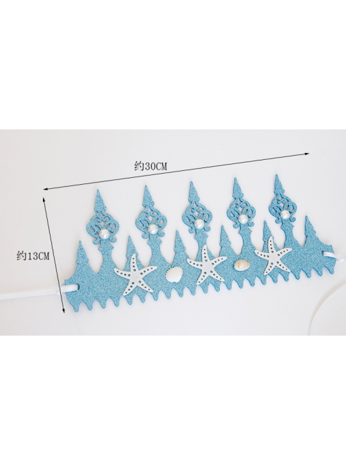 Fashion Casual Child Adult Prom Mermaid White Starfish Pearl Shell Blue Crown Seaside Tourism Hairband