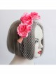 Fashion Personality Pink Flowers Sexy Party Show Veil Headband