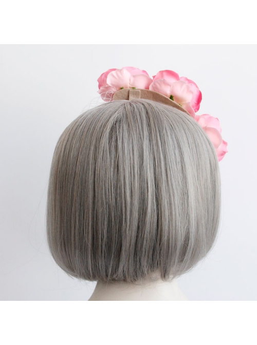 Fashion Personality Pink Flowers Sexy Party Show Veil Headband