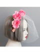 Fashion Personality Pink Flowers Sexy Party Show Veil Headband