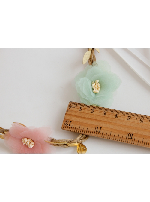 Fashion Seaside Tourism Holiday Fairy Colored Flowers Golden Rattan Wreath Hair Band