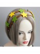 Fashion Leisure Vacation Green Yellow Stars Rattan Adult Party Wreath Headband