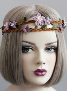 Fashion Christmas Purple Flowers Butterfly Rattan Seaside Fairy Tourism Prom Hair Band