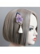 Retro Fashion White Tassels Purple Flowers Golden Lace Leaves Female Handmade Duckbill Clip Hairpin