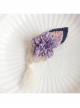 Retro Fashion White Tassels Purple Flowers Golden Lace Leaves Female Handmade Duckbill Clip Hairpin