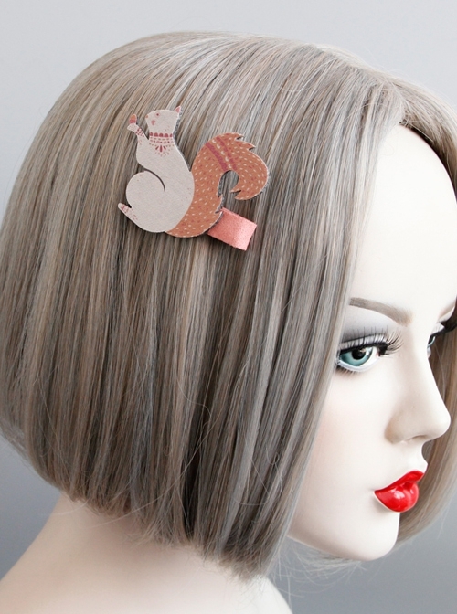 Cute Fashion Casual Simple Female Pink Squirrel Christmas Hairpin