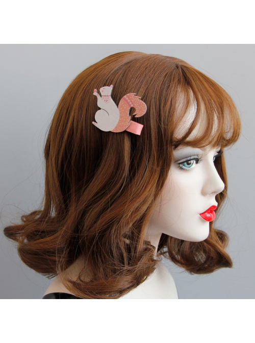 Cute Fashion Casual Simple Female Pink Squirrel Christmas Hairpin