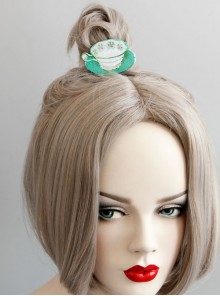 Fashion Handmade Exquisite Cartoon Palace Green Teacup Hairpin Spring Clip