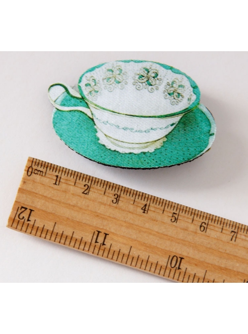 Fashion Handmade Exquisite Cartoon Palace Green Teacup Hairpin Spring Clip