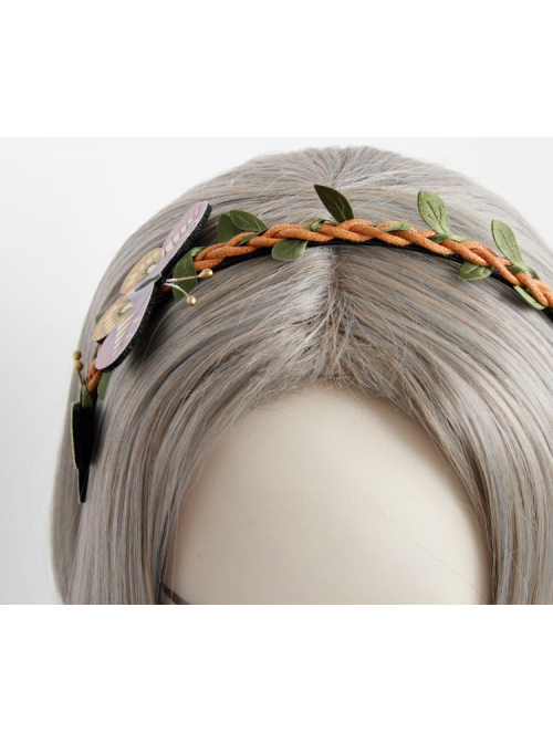 Fashion Leisure Holiday Fabric Color Butterfly Rattan Bride Wedding Dress Headband
