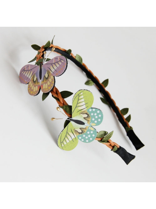 Fashion Leisure Holiday Fabric Color Butterfly Rattan Bride Wedding Dress Headband