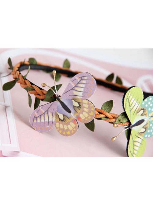 Fashion Leisure Holiday Fabric Color Butterfly Rattan Bride Wedding Dress Headband