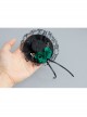 Fashion Retro Green Rose Flower Black Lace Musical Note Small Hat Female Brooch