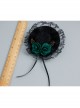 Fashion Retro Green Rose Flower Black Lace Musical Note Small Hat Female Brooch