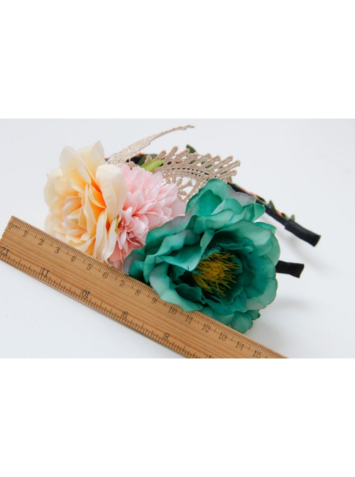 Fashion Casual Bride Colored Flowers Golden Lace Fabric Bride Female Hair Band