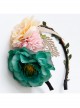 Fashion Casual Bride Colored Flowers Golden Lace Fabric Bride Female Hair Band