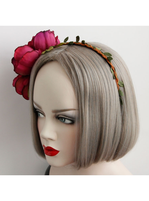 Fashion Leisure Christmas Exaggerated Red Flower Rattan New Year Holiday Travel Headband