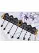 Handmade Retro Gothic Fashion Black Lace Gems Tassel Anklet