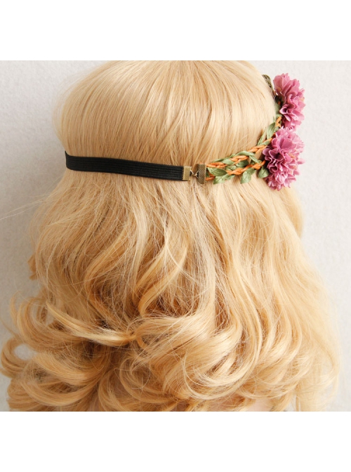 Fashion Travel Fabric Pink Flowers Creativity Handmade Christmas Wreath Rattan Hairband