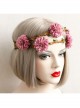 Fashion Travel Fabric Pink Flowers Creativity Handmade Christmas Wreath Rattan Hairband