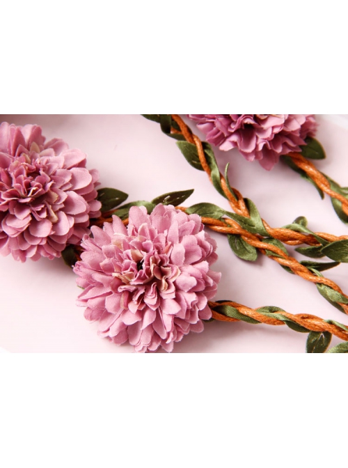 Fashion Travel Fabric Pink Flowers Creativity Handmade Christmas Wreath Rattan Hairband