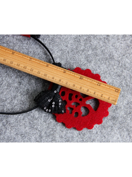 Fashion Personality Christmas New Year Prom Wine Red Ears Black Sequins Bow Hair Band