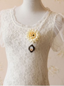 Fashion Casual Retro White Chrysanthemum Starfish Travel Holiday Female Sweater Cardigan Brooch