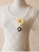 Fashion Casual Retro White Chrysanthemum Starfish Travel Holiday Female Sweater Cardigan Brooch