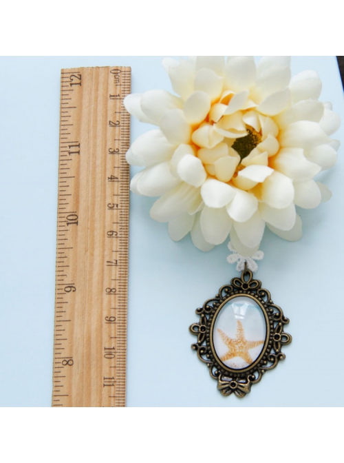Fashion Casual Retro White Chrysanthemum Starfish Travel Holiday Female Sweater Cardigan Brooch