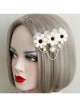 Fashion Cute White Lace Flower Pearl Tassel Lolita Sweet Handmade Female Hairpin