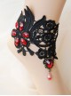 Gothic Retro Fashion Wide Black Lace Embroidery Ruby Anklet
