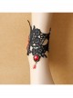 Gothic Retro Fashion Wide Black Lace Embroidery Ruby Anklet
