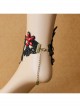 Gothic Retro Fashion Wide Black Lace Embroidery Ruby Anklet