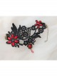 Gothic Retro Fashion Wide Black Lace Embroidery Ruby Anklet