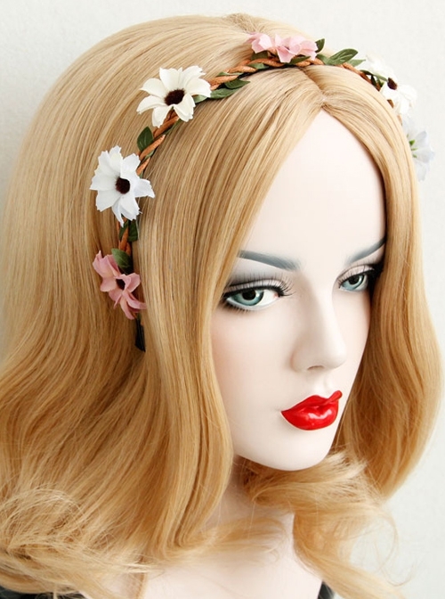 Leisure Color Small Chrysanthemum Rattan Seaside Beach Travel Vacation Fashion Handmade Headband