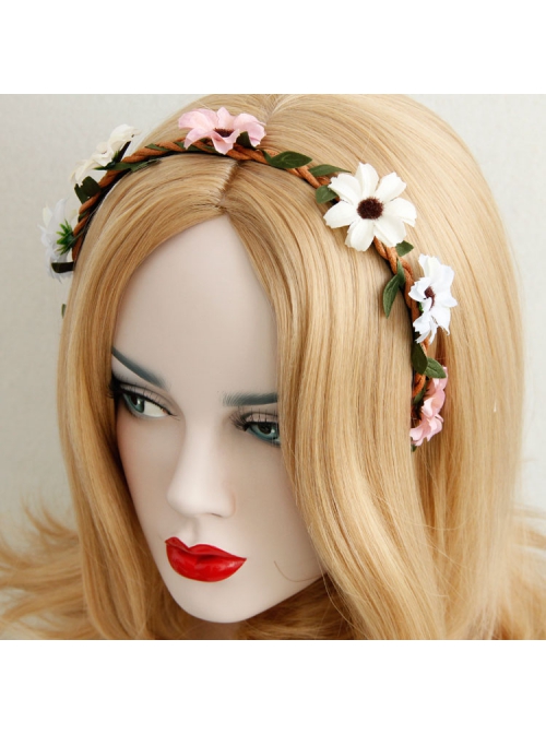 Leisure Color Small Chrysanthemum Rattan Seaside Beach Travel Vacation Fashion Handmade Headband