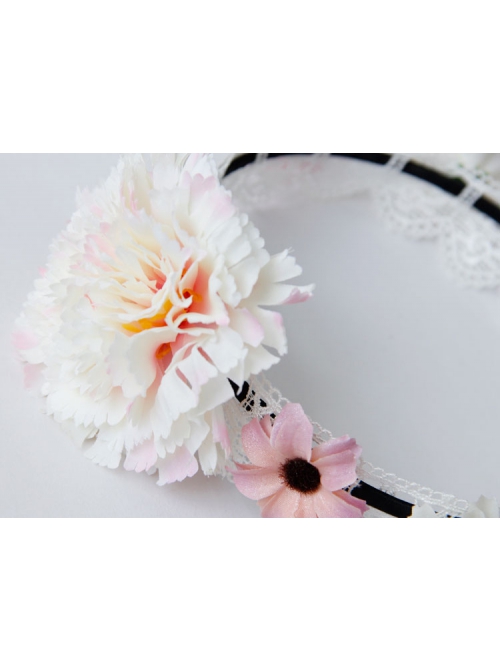 Retro Fashion Lolita Princess Sweet Girl Color Flower Cute White Lace Handmade Hair Band