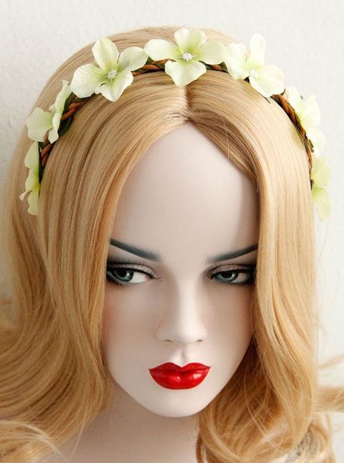 Fashion Leisure White Flowers Rattan Stage Show Beach Holiday Headband